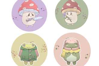 draw cute cartoon character, avatar, mascot