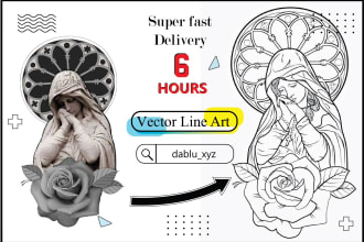 convert image to outlines, vector line art illustration in 5 hours