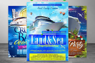 design cruise ,ship, summer, pool, beach flyer and professional travel poster