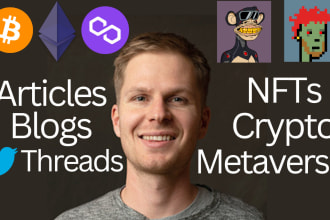write articles on nfts, crypto, metaverse, defi, web3