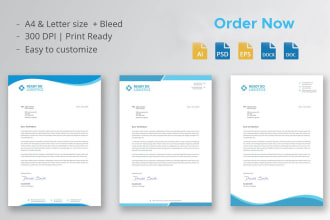 design editable letterhead, business card, and stationary