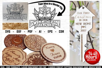 recreate your ideas in a custom vector file for laser or cnc machines