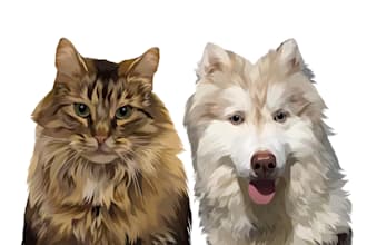 drawing vector illustration of a pet dog or cat