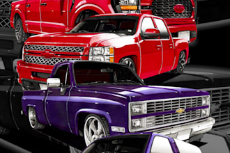 hand drawn a highly detailed custom car illustration