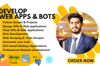 develop python flask django web app API bot data grabbing scraping