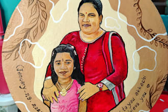 draw realistic wooden acrylic painting, courier also available