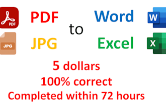 convert PDF and jpg to excel or word
