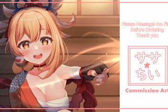 make anime art and manga illustration in a very cute style