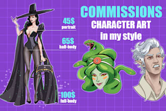 draw character art, portrait halfbody or fullbody