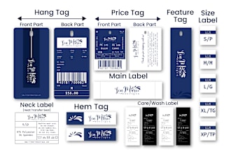 design neck label, clothing tag, hang tag, clothing label and wash label