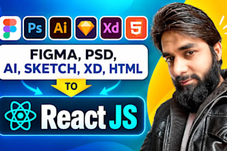 convert figma, psd, xd to pixel perfect react js website