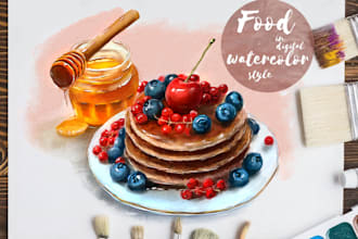 draw any food in a digital watercolor style