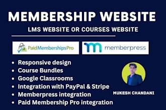 design elearning membership website or courses website lms website
