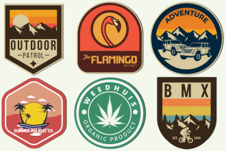 create custom logo, sticker, badge, patch designs retro vintage