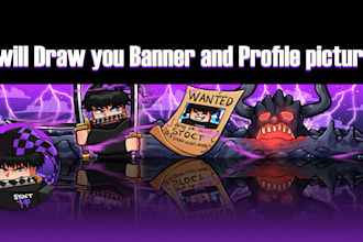 draw a cartoon pfp and banner for youtube,twitch,etc