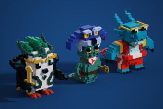 create 1000 3d nft items, collectibles, characters in voxel art