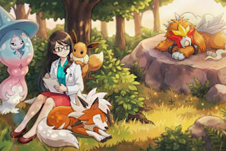 draw you as a pokemon trainer and your team with background