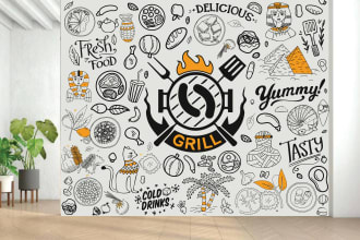 do home, office mural, doodle art, canvas wall art for your