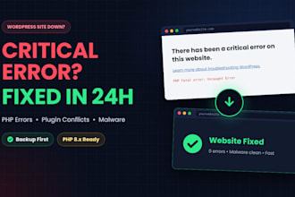 fix wordpress critical error, php 8 errors, bugs and hacked website