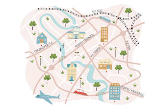 draw vector map, city map, site map, event map in illustrator