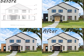 make elevation 2d 3d elevation floorplan rendering in photoshop