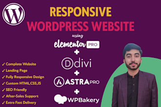 be your astra pro, elementor pro, wpbakery, divi expert for wordpress website