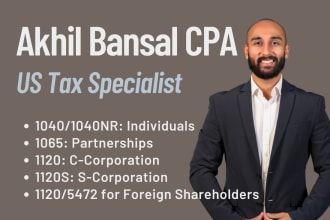 be your CPA and file US individual and business taxes 1040, 1120, 1065