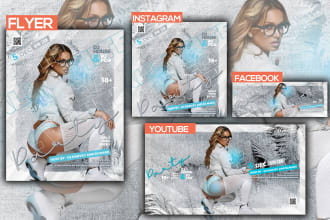 create event party club, concert flyer poster, social media kit