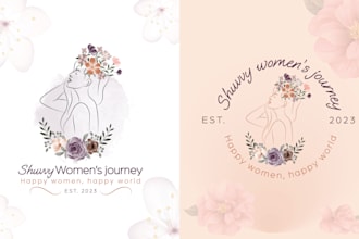 create line art feminine hand drawn botanical boho logo