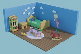 do a low poly isometric room