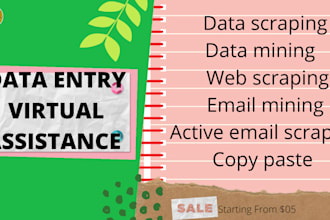 be your expert data entry virtual assistant active email scraper web scraper