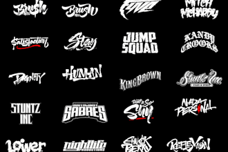 design dj, band music, rap, producer or typography logo