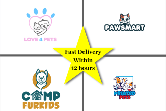 design creative pet shop, dog, cat and animal logo for your business