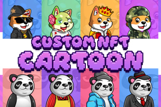 create custom exlcusive cartoon character, avatar for your 10k nft collections