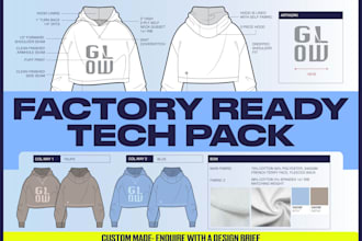create a factory ready apparel fashion techpack of your design
