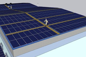 design solar pv system with generation reports in pv syst and autocad drawings