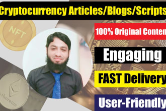 be your cryptocurrency writer for articles, blogs, and  youtube script