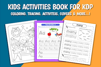 do coloring book illustration, activity book for kids for kdp