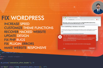 design, fix, develop or customize wordpress HTML,CSS,PHP,jquery, database bugs