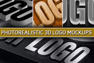 create 10 photorealistic mockups with your logo, including 3d