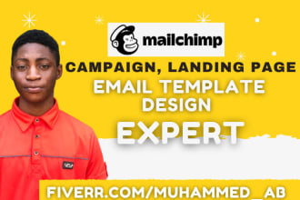 setup mailchimp campaign, landing page, email template design, and automation