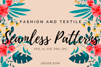 create any type of textile design, seamless pattern, textile prints