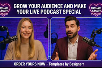 design streamyard, restream, obs stream overlay package for youtube podcast