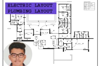 do  architectural electrical and plumbing layout of 2d floor plan