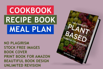 write and design recipes book, cookbook, meal plan, diet plan