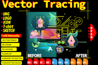 vector trace, vectorize, redraw convert image to vector