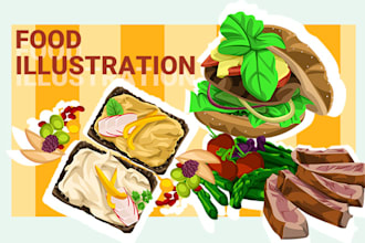 draw your food for culinary business in vector cartoon style