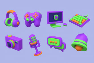 3d icons, assets, props