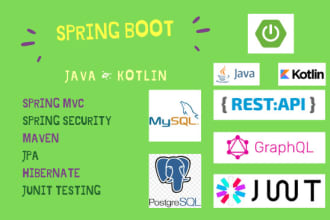 develop fully backend spring boot app in java or kotlin