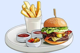 draw food and drink vector illustrations from photos